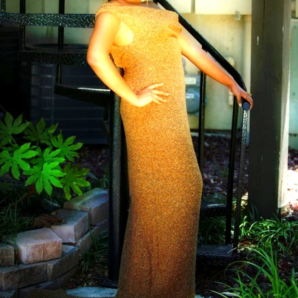 Gold knit Sweater evening gown